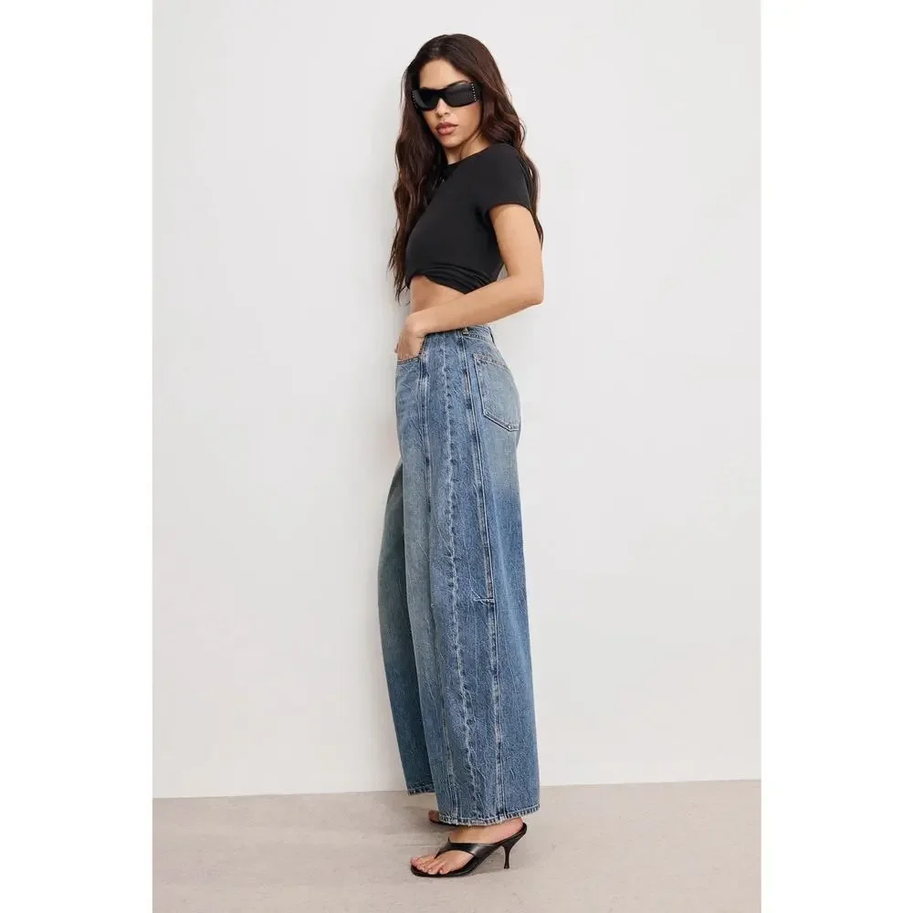 Good American / GOOD EXTREME BARREL JEANS Indigo Women’s Size 00 / 24 MSRP $169 - Picture 5 of 8